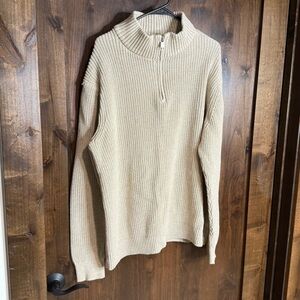 Men’s Old Navy Sweater Size Large Tall cream 1/4 zip long sleeve cotton sweater